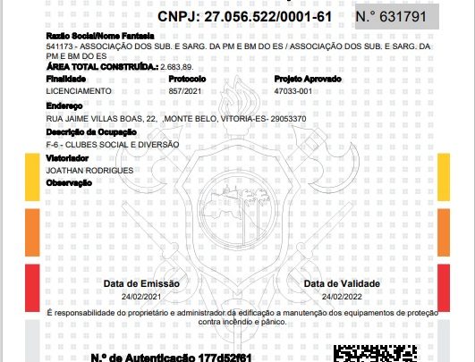 ASSES RECEBE O ALVARÁ DE LICENCIAMENTO DO CORPO BOMBEIROS