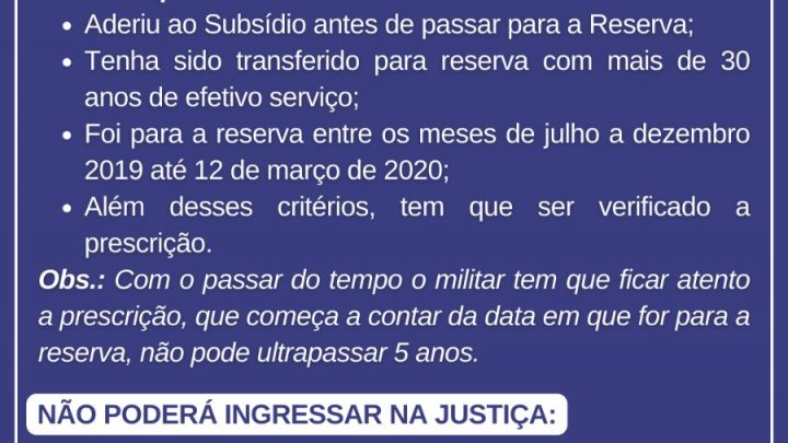 Atenção, Associados Militares da ASSES em Reserva Remunerada até Março de 2020!